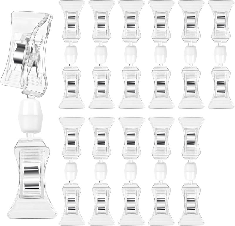 Inchoco Plastic 12-Pack Double Sided Swivel Price Tag Clips for Signs and Clothing Displays - Image 1